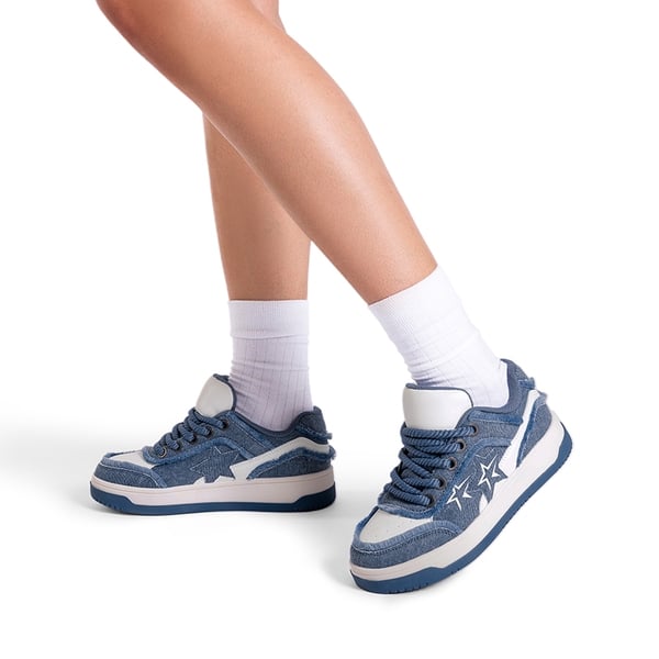 [Rube] Denim Casual Fashion Sneakers - BLUE - 2