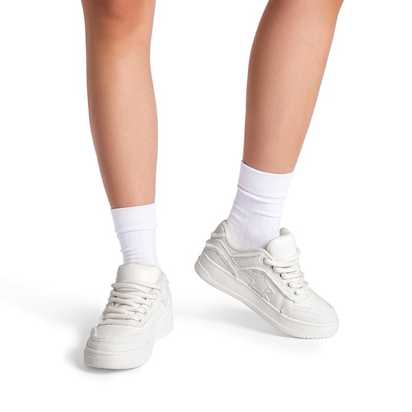 [Rube] Denim Casual Fashion Sneakers - WHITE - 1