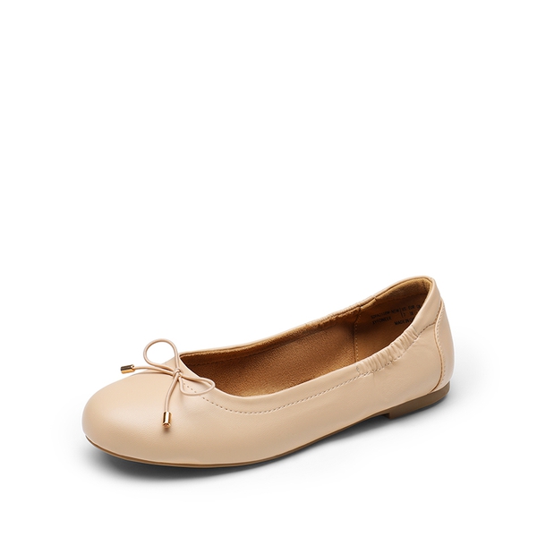 Slip-On Bow Ballet Flats - NUDE -  0