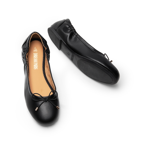 Slip-On Bow Ballet Flats - BLACK - 5