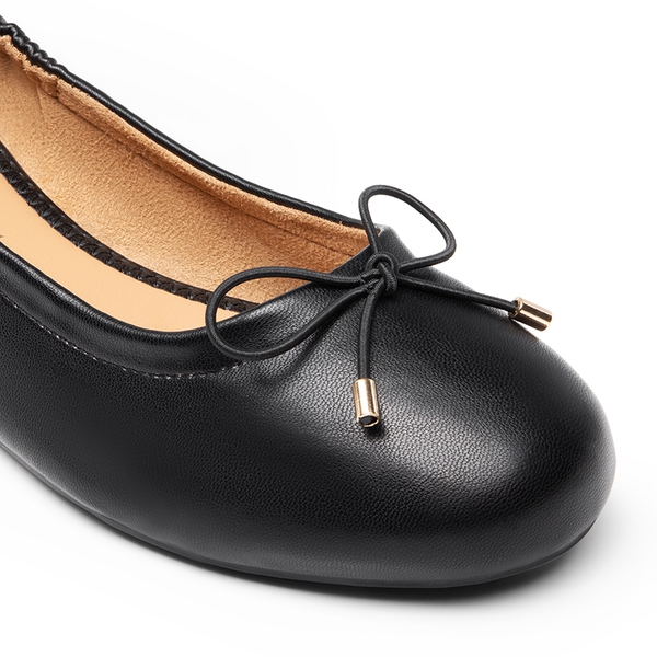 Slip-On Bow Ballet Flats - BLACK - 4