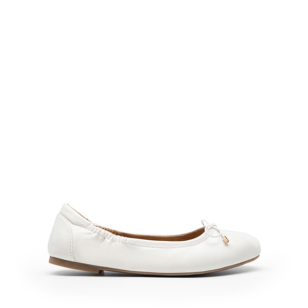 Slip-On Bow Ballet Flats - WHITE - 3