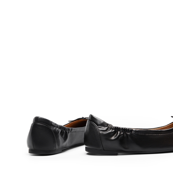 Slip-On Bow Ballet Flats - BLACK - 6