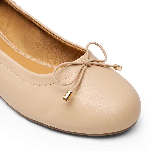 Slip-On Bow Ballet Flats - NUDE - 4