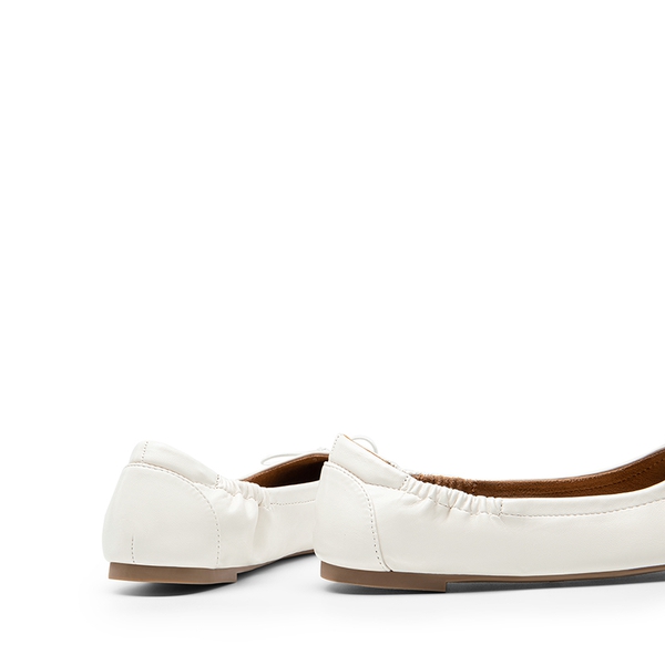 Slip-On Bow Ballet Flats - WHITE - 6