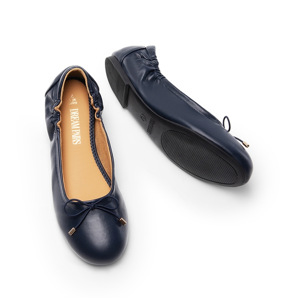 Slip-On Bow Ballet Flats - NAVY - 5