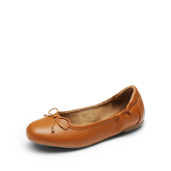 Slip-On Bow Ballet Flats - TAN -  0