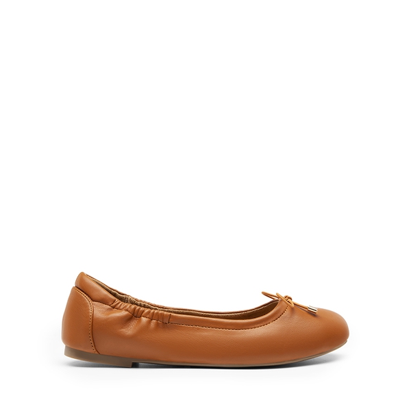 Slip-On Bow Ballet Flats - TAN - 3