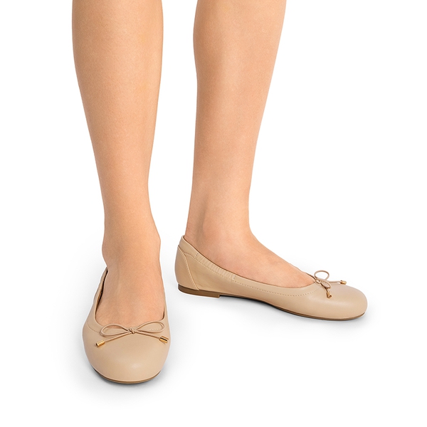 Slip-On Bow Ballet Flats - NUDE - 2