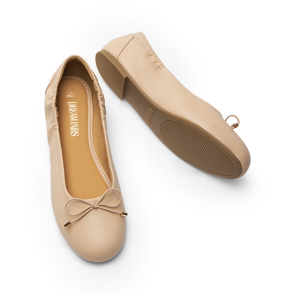 Slip-On Bow Ballet Flats - NUDE - 5