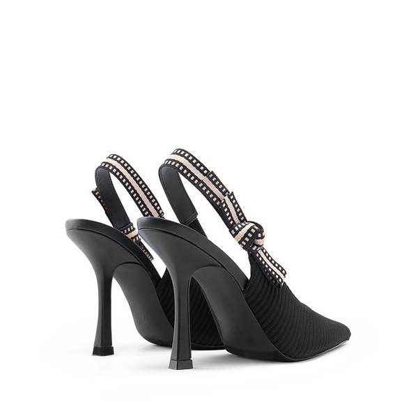 Slingback Pointed Toe Stiletto Pumps - BLACK-SUEDE - 5