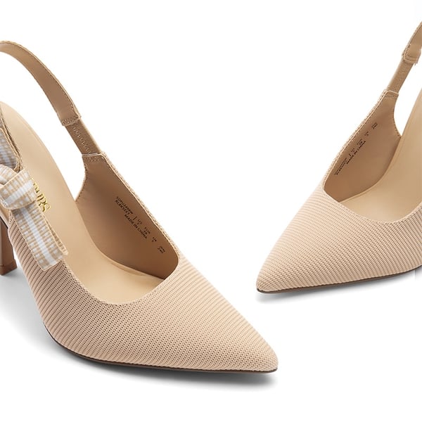 Slingback Pointed Toe Stiletto Pumps - NUDE - 5