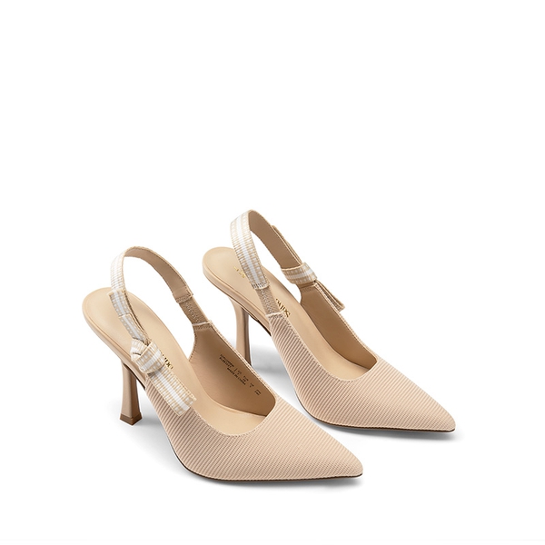Slingback Pointed Toe Stiletto Pumps - NUDE - 7
