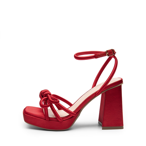 Bowknots Crystal Heeled Sandals - RED - 3