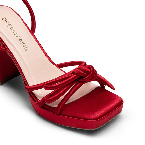 Bowknots Crystal Heeled Sandals - RED - 6