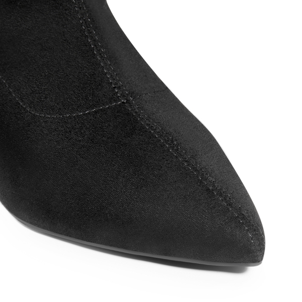 Block Heel Suede Ankle Boots - BLACK - 6