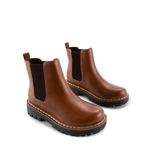 Lug Sole Chelsea Boots - BROWN - 5