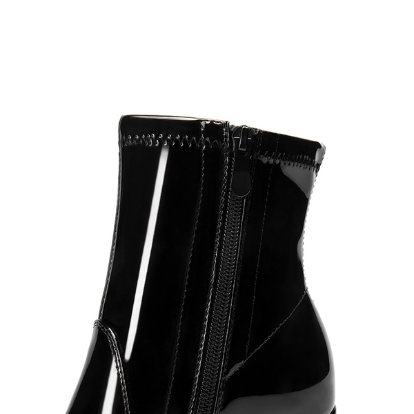 Chic Chunky Heel Ankle Boots - BLACK - 7