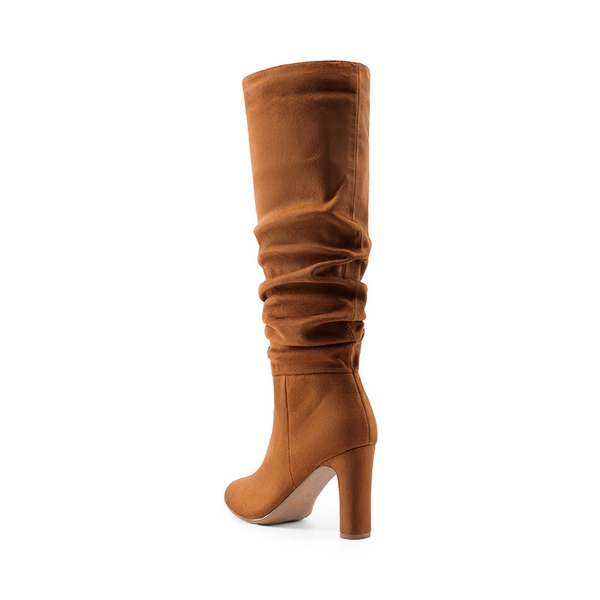 Chunky Suede Knee High Boots - TAN-SUEDE - 4