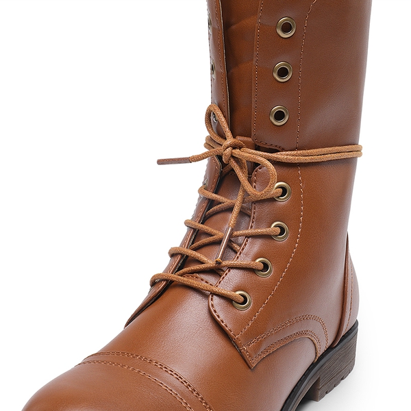  Combat Mid-calf Boots - BROWN - 6
