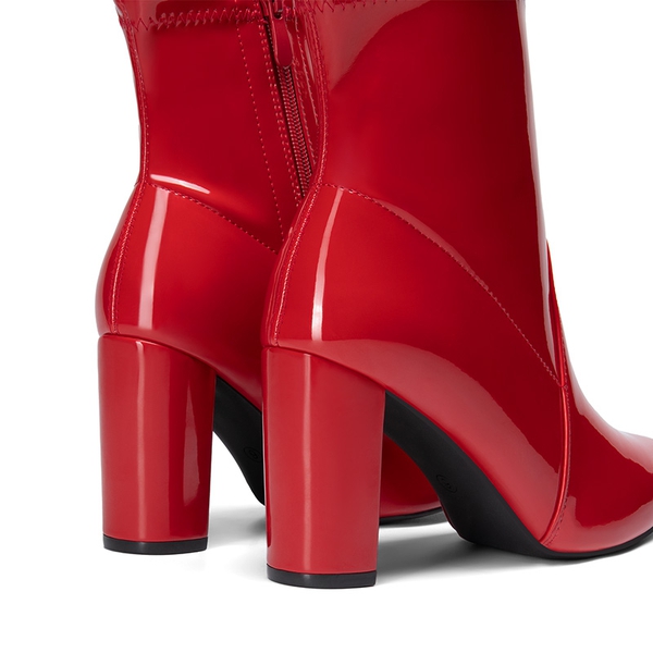 Chic Chunky Heel Ankle Boots - RED - 6