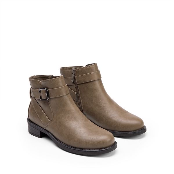 Comfortable Low Block Heel Ankle Boots - TAUPE-PU - 4