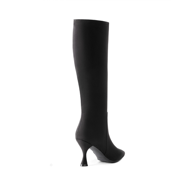 Pointed Toe Stiletto Knee-high Boots - BLACK-SUEDE - 4