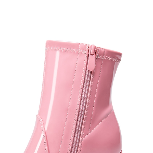 Chic Chunky Heel Ankle Boots - PINK - 7