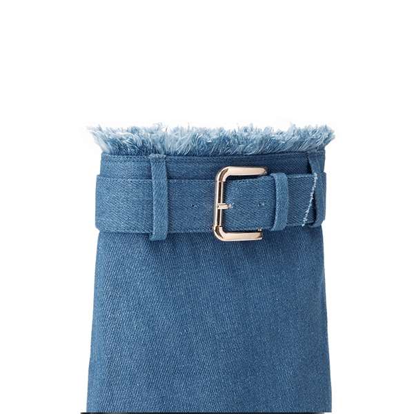 Women’s Foldover Pointed Toe Stiletto Boots - DENIM BLUE - 6