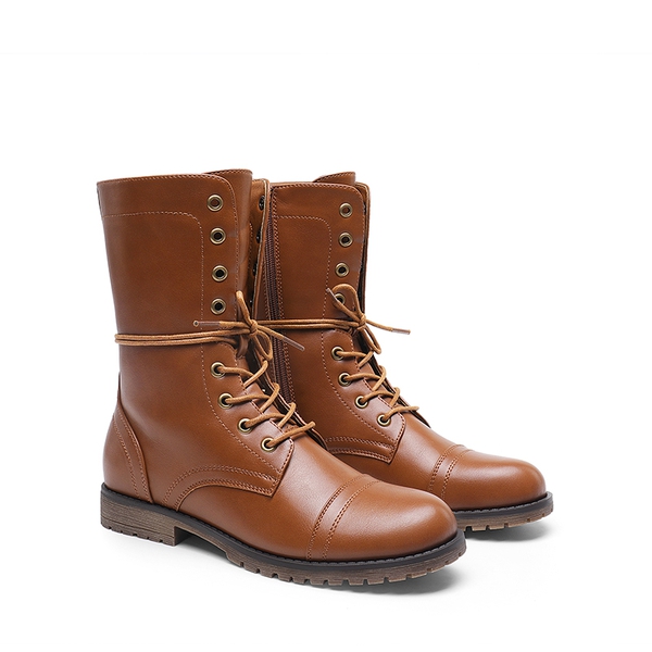 Combat Mid-calf Boots - BROWN - 5