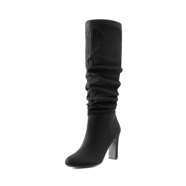 Women’s Suede Slouchy Knee-High Boots - BLACK-SUEDE -  0