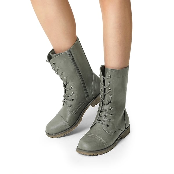  Combat Mid-calf Boots - GREY - 2