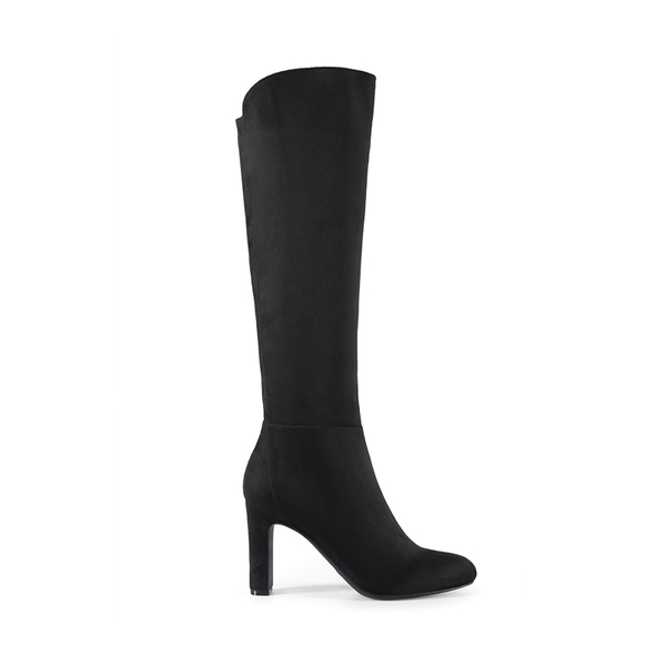 Almond Toe Chunky Knee-high Boots - BLACK-SUEDE - 3