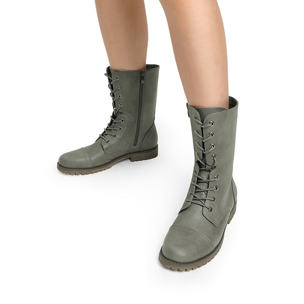  Combat Mid-calf Boots - GREY - 1