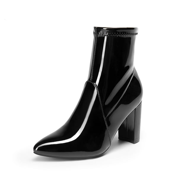 Chic Chunky Heel Ankle Boots - BLACK -  0