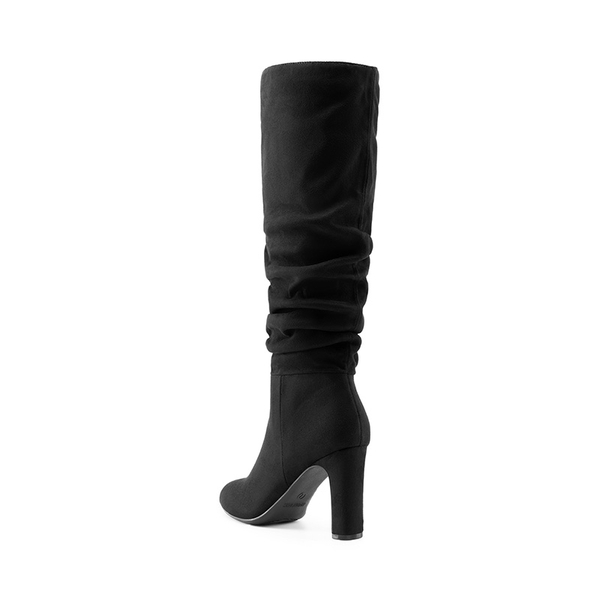 Women’s Suede Slouchy Knee-High Boots - BLACK-SUEDE - 4