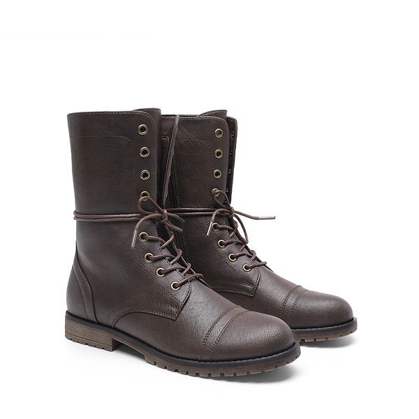  Combat Mid-calf Boots - DARK BROWN - 5