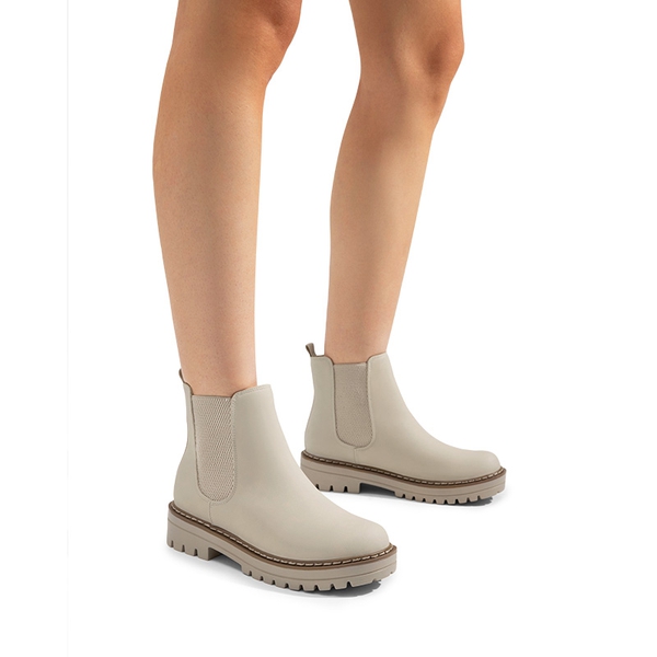 Lug Sole Chelsea Boots - BEIGE - 1