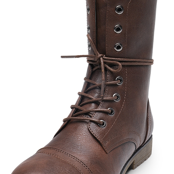  Combat Mid-calf Boots - BURGUNDY - 6