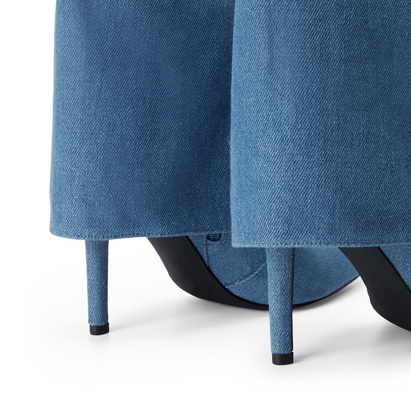 Women’s Foldover Pointed Toe Stiletto Boots - DENIM BLUE - 5