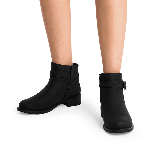 Comfortable Low Block Heel Ankle Boots - BLACK-NUBUCK - 2