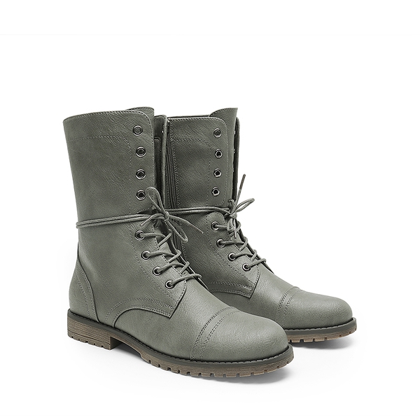  Combat Mid-calf Boots - GREY - 5
