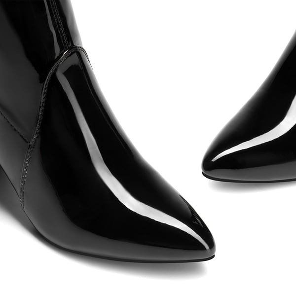 Chic Chunky Heel Ankle Boots - BLACK - 5