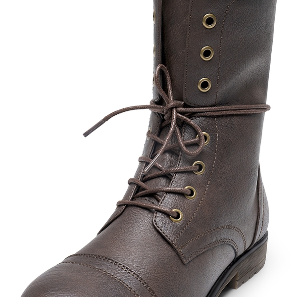 Combat Mid-calf Boots - DARK BROWN - 6