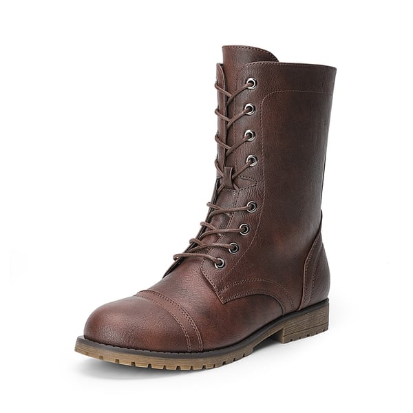 Women s Combat Mid calf Boots DREAM PAIRS