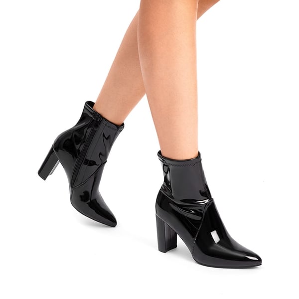 Chic Chunky Heel Ankle Boots - BLACK - 1
