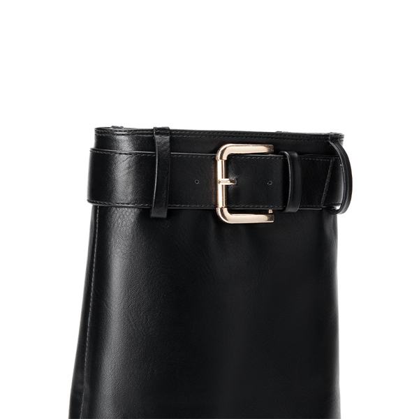 Stiletto Fold-Over Mid-calf Boots - BLACK - 6
