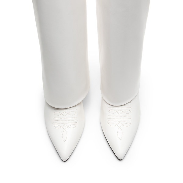 Women’s Fold-Over Knee-high Boots - WHITE-PU - 6
