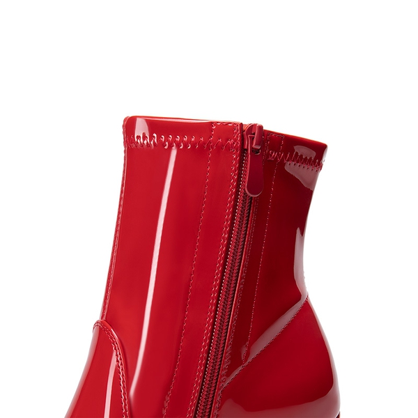 Chic Chunky Heel Ankle Boots - RED - 7