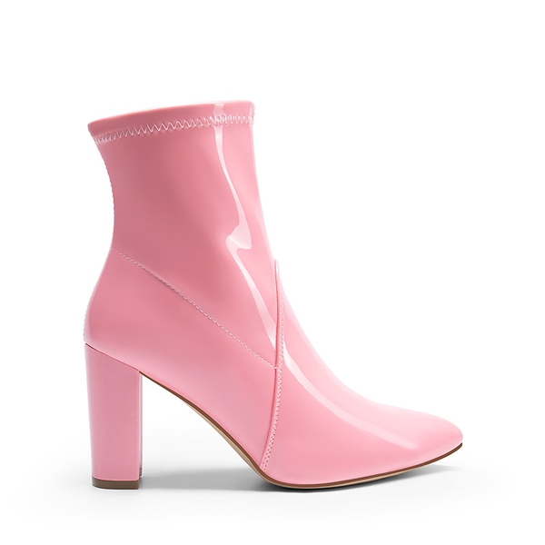 Chic Chunky Heel Ankle Boots - PINK - 3
